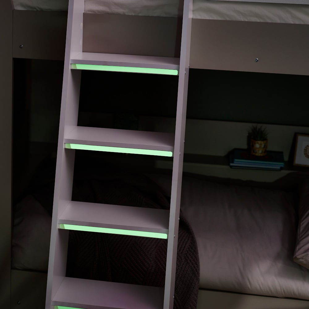 Parsec Taupe and White Wooden Bunk Bed Ladder Close-Up